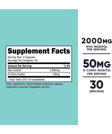 Nutricost Myo Inositol & D-Chiro Inositol 2000mg 120 Capsules for Women | Vegetarian Friendly, Non-GMO, Gluten Free | 30 Servings - Buy Online on GoSupps.com