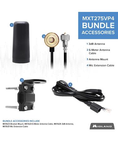Midland MXT275VP4 15-Watt GMRS MicroMobile Two-Way Radio for Off-Road Vehicles - Overlanding Gear with 3dB Gain Antenna and Extension Cable - Buy Online on GoSupps.com
