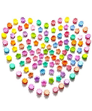 MOODKEY 100PCS Kids Hair Clips Mini Hair Claw Clips Small Daisy Hair Bangs Pins Little Cute Candy Colors Hair Pins Hair Barrettes Accessories for Girls Kids Teens Toddler Girls (Random Colors) Daisy Flower