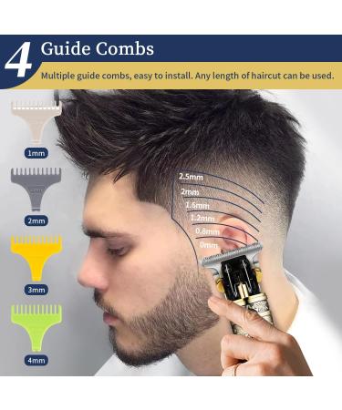 Professional Zero-Gapped T-Blade Hair Clippers for Men - Cordless Rechargeable Bald Trimmed Haircut Kit with Low Noise Technology - Gold - Buy Online on GoSupps.com