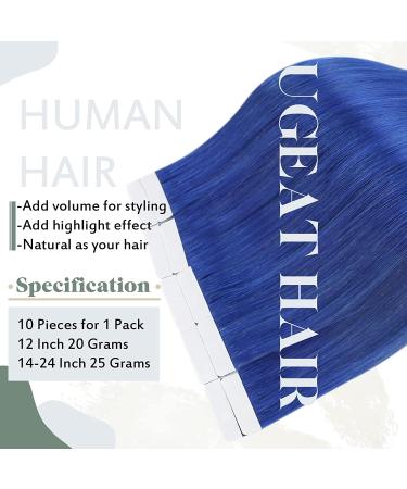 Ugeat 24 Blue Tape in Human Hair Extensions - 25G/10 Pieces Remy Straight Hair - Buy Online on GoSupps.com