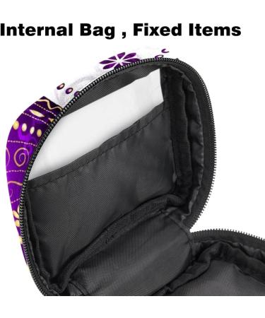 Stylish Menstruation Pad Bag with Zipper | Women's Napkin & Tampon Organizer | Floral Butterfly Design in Spring Violet & Gold - Buy Online on GoSupps.com