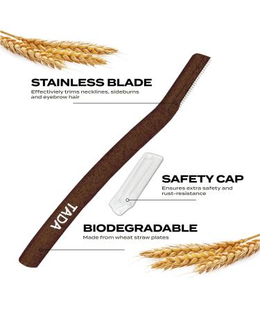 TADA Natural 12PCS Straight Razors for Men & Women - Disposable Beard & Eyebrow Edge Razors (Brown) | International Shipping Available - Buy Online on GoSupps.com