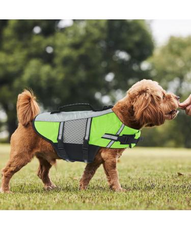 Alagirls Life Jacket for Small Dogs - Adjustable Safety Vest for Swimming & Boating Reflective Handle Green M (48-58cm Chest Circumference) - Buy Online on GoSupps.com