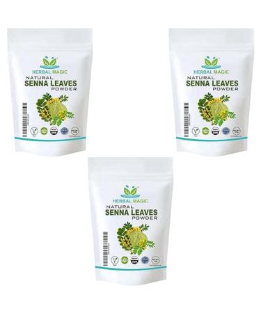 Herbal Magic's Pure & Natural Senna Leaves Powder-Also Known As-East Indian Senna Cassia Senna Egyptian Senna Sene de la Palthe Sonamukhi-Mild Sweet Slightly bitter Aromatic Whole Leaves Used- 300g
