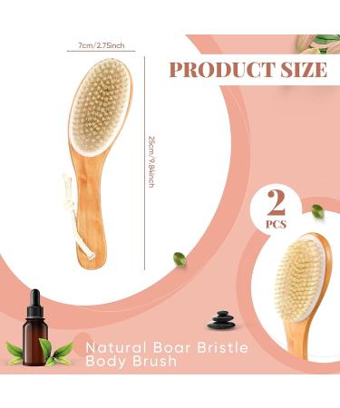 2-Piece Natural Boar Bristle Body Brush Set for Dry Skin Exfoliation - Buy Online on GoSupps.com