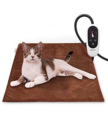 BurgeonNest Pet Heating Pad for Dogs Cats with Timer, 28" x 16" / 18" x 16" Upgraded Electric Heated Dog Cat Pad Temperature Adjustable Pet Bed Warmer Blanket Mat Auto Power-Off 18 X 16 INCH Khaki