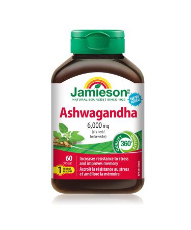 Jamieson Ashwagandha 6000 mg Stress and Memory Support 60 Count