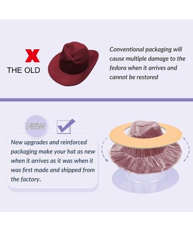 Two Tone Wide Brim Fedora Hat | Wine&Tan | for Women & Men | Felt Panama | Large-X-Large - Buy Online on GoSupps.com