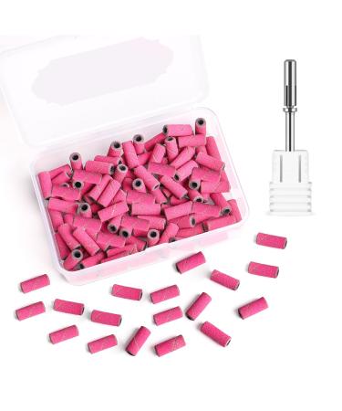 BQAN Sanding Bands for Nail Drills 100pcs Small Bands 240 Fine Grit Nail File Sanding Bands with Upgrade 3.1mm Mandrel Drill Bits for Acrylic Nails Gel Manicure (Pink) 240 Grit Pink
