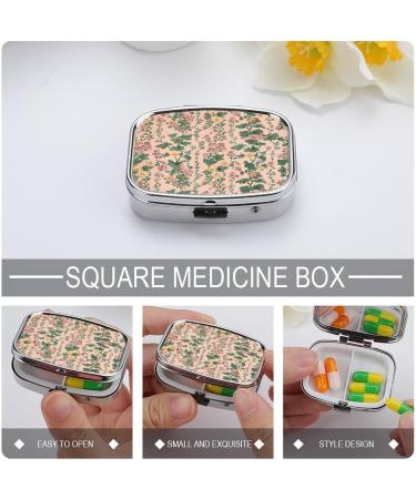 Decorative 2 Compartment Pill Box with Flower Pattern | Portable Metal Pill Organizer for Pocket & Purse | Ideal Medicine Case - Buy Online on GoSupps.com