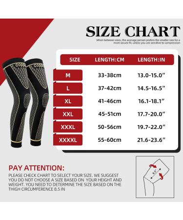 Buy SKDK Copper Full Leg Sleeves - Long Compression Knee Sleeves for Men & Women | Arthritis Cycling Basketball & Football Support | Reduce Varicose Veins & Swelling - XXX-Large (1 Pair - Buy Online on GoSupps.com