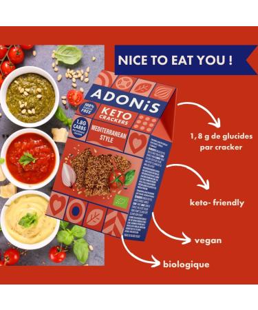 Adonis Keto Olive and Chia Seed Crackers (pack of 10 crackers of 60g) | Vegan and Keto l 100% Natural l Gluten Free  - Buy Online on GoSupps.com