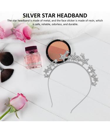 CYNOSURETECH 1 Piece Star Headband and 1 Piece Face Sticker Silver Star Headband Women's Headband Metal Headband Exquisite Headwear for Parties Cosplay and Birthday Parties - Buy Online on GoSupps.com