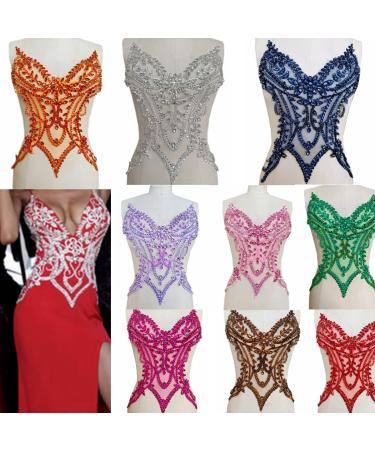 Handmade Rhinestones Lace Applique Sew on Beads Sequins Trim Patches - Black - Buy Online on GoSupps.com