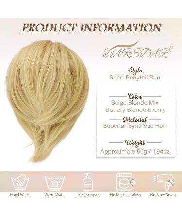 BARSDAR HAARDIC Hair Extensions - Short Synthetic Ponytail Roll | 24T613# Light Blonde Mix Hair Jewelry for Women - Buy Online on GoSupps.com