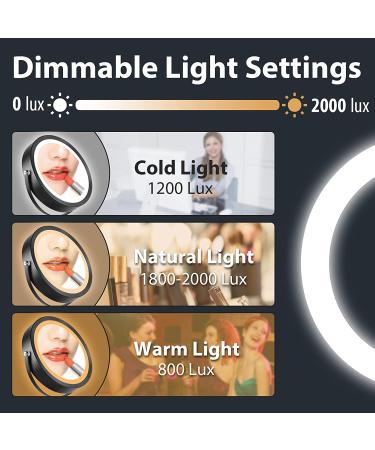 Quinskkin 8 Lighted Rechargeable Magnifying Makeup Mirror 7X Magnification with Stand and 3 Color 360 LED Lights - Black - Buy Online on GoSupps.com