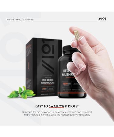 Organic Red Reishi Extract 7500mg | High Potency 250mg Polysaccharides - 15:1 Mushroom Extract | 90 Vegan Capsules - Buy Online on GoSupps.com