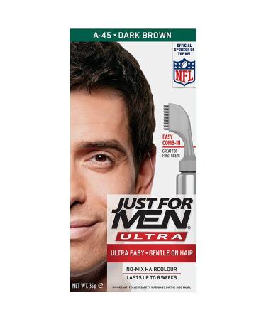 Just For Men AutoStop Teinture pour cheveux brun fonc A-45 Peigne de coloration pour cheveux gris pour homme avec peigne applicateur