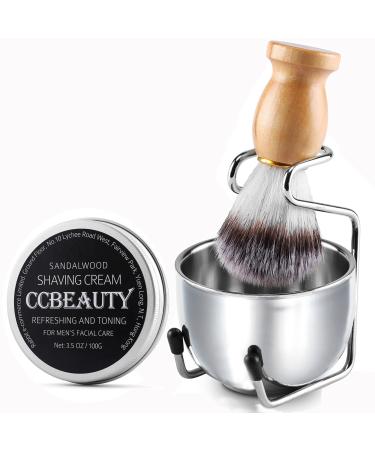CCbeauty Men Shaving Brush Set 4 in 1,Soft Smooth & Silky Shaving Cream 3.5 Oz,Badger Hair Shave Brushes, 3.23'' Large-capacity Shaver Bowl & Soap Mug Razor Holder, Birthday Fathers Day from Daughter