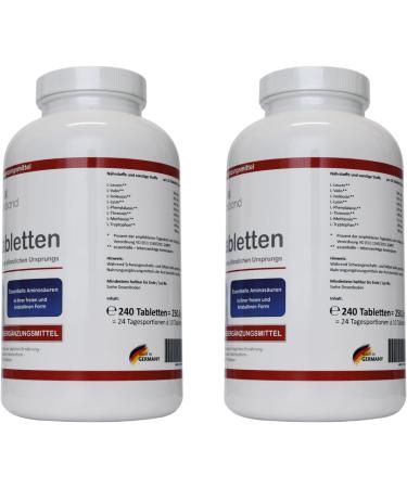 8 Essential Amino Acids - 480 Vegan Tablets | Optimal Ratio L-Leucine L-Valine L-Isoleucine & More | International Shipping - Buy Online on GoSupps.com
