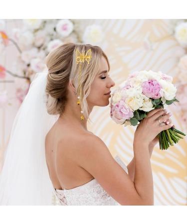 Gold Hollow 3D Butterfly Hair Clips - 12pcs Elegant Metal Tassel Hairpins for Women and Girls | Butterfly Hair Accessories - Buy Online on GoSupps.com