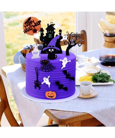 6Pcs Halloween Birthday Cake Topper Halloween Cupcake Topper Haunted House Glitter Spooky RIP Tombstone Pumpkin Bat Cat Spider Skull Cupcake Toppers for Halloween Themed Party Cake Decoration Supplies - Buy Online on GoSupps.com