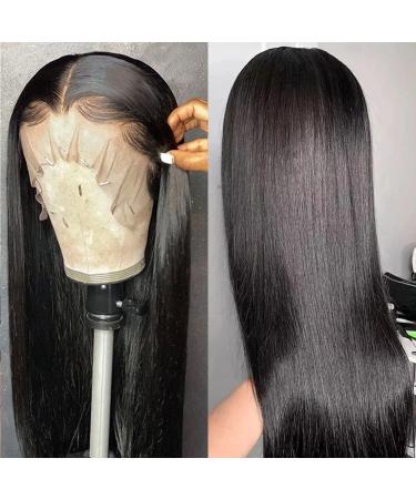 ISEE Hair Lace Front Wigs Human Hair 13x4x1 T Part Straight Transparent Lace Frontal Wigs for Black Women Human Hair 180% Density Pre Plucked with Baby Hair Full and Thick Natural Color 24inch 24 Inch Natural Color