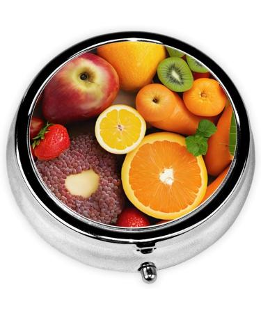Fruit Rainbow Mini Round Pill Box - 3 Compartment Travel Organizer | Portable Medicine Case for Home & Office - Buy Online on GoSupps.com