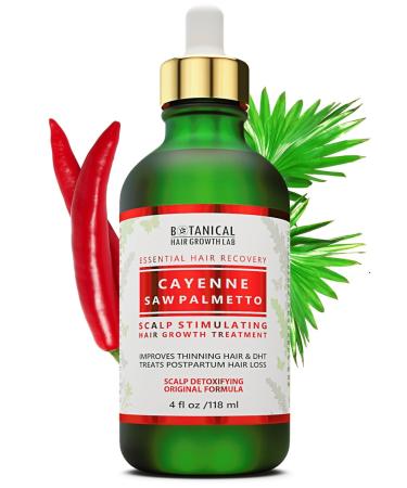 Botanical Hair Growth Treatment | Cayenne & Saw Palmetto Oil | Anti-Thinning Pre-Shampoo for Women & Men - 4 Fl Oz - Buy Online on GoSupps.com