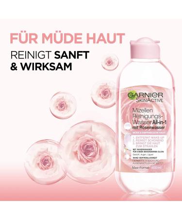 L'Or al Deutschland Garnier Allin1 Micellar cleansing water with rose water for a special glow makeup remover and facial cleansing for sensitive skin Skin Active 1 x 400 ml - Buy Online on GoSupps.com