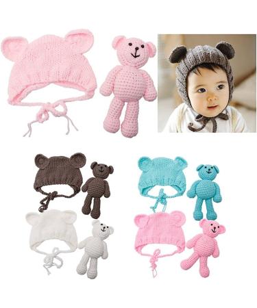 ECYC Newborn Baby Bear Hat Beanie with Bear Dolls - Grey | Photography Accessories - Buy Online on GoSupps.com
