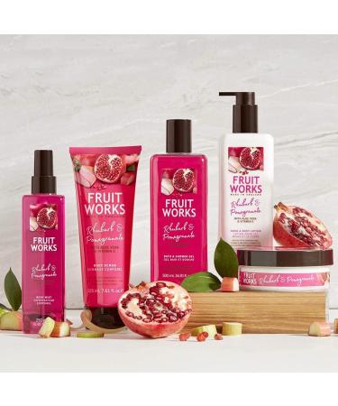 Fruit Works Rhubarb & Pomegranate Body Scrub Exfoliating Gentle on Skin 225ml - Buy Online on GoSupps.com