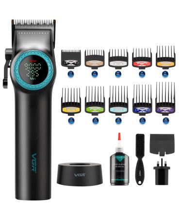 VGR Hair Clippers Men Cordless - Electric Professional Barber Hair Cutting Kit for Head Haircut - 9000 RPM - Taper Lever - Rechargeable 300 Min Battery - DLC Ceramic Blades - Long Beard Trimmer