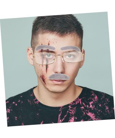 Buy Frcolor 1 Set of False Facial Hair - Mustache Eyebrows & Beard for Halloween Costumes - Realistic Gray Old Man Glasses - Perfect for International Shipping - Buy Online on GoSupps.com