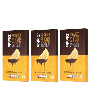 Diablo Diablo Pack of 3 Dark Chocolate Bars with Orange | No Added Sugar Gluten-Free | Suitable for Diabetics | Ideal for Gifting | 75g