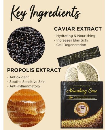 YURICOS Caviar Gold Foil Under Eye Mask Patch - 20 Pairs for Dark Circles and Puffiness - Premium Anti-Aging 24k Gold Eye Mask for Wrinkles and Lines - Buy Online on GoSupps.com