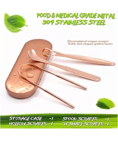 Tongue Scraper Kit - Portable Rose Gold 4-Piece Set | Eliminate Bad Breath & Enhance Oral Care | Stainless Steel Tongue Cleaner - Buy Online on GoSupps.com