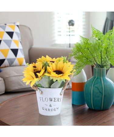 HOMSFOU 1pc Simulated Sunflower Faux Potted Plants Flower in Indoor Planters Sunflower Flower Pot Artificial Household Decor Jug Vase Sunflower Bonsai Decor Iron Plastic Twine Flowers Chic Yellow 20x11cm - Buy Online on GoSupps.com