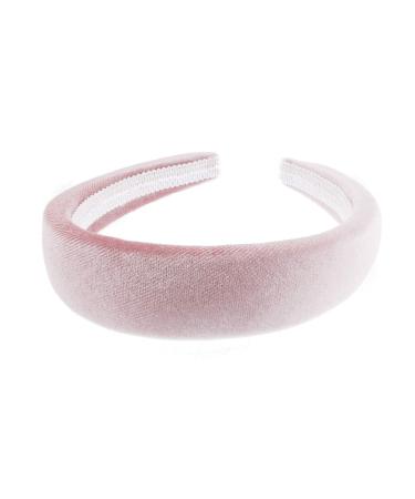 Womens Luxury Slightly Padded Puffy Velvet Flat Winter Evening Wedding Party Birthday Bridal Christmas Birthday Bridesmaid Headband Alice Band Hair Accessories Hairband Gift Idea (Baby Pink)