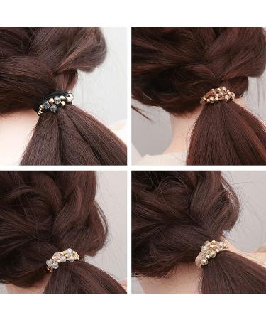 UaiUya 10pcs Small Gold Bead Hair Ties - Elastic Ponytail Holders for Women and Girls | Hair Tie Bracelets with Crystal Beads - Ideal for Thick, Thin, and Curly Hair (5 Colors) - Buy Online on GoSupps.com
