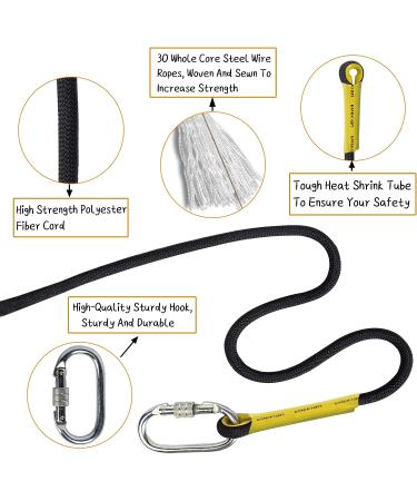 EMEKIAN 10mm/12mm Climbing Rope with Non-Slip Gloves | Outdoor & Indoor Workout | Static Rock & Ice Climbing Equipment | Fire Safety Rescue Rope | Black - Buy Online on GoSupps.com