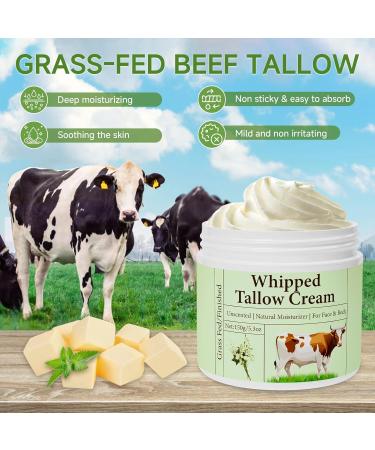 Beef Tallow for Skin Beef Tallow Grass Fed Beef Tallow Whipped Beef Tallow for Face Moisturizer for All Purpose Tallow Balm 2 packs natural - Buy Online on GoSupps.com