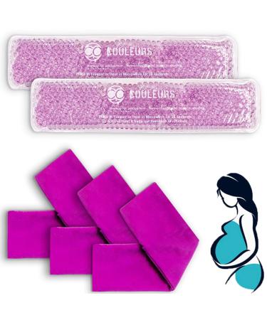 Reusable Perineal Cooling Pad for Postpartum & Hemorrhoid Pain Relief Hot & Cold Packs for Women After Pregnancy and Delivery Pack of 2 Gel Pads Plus 3 Washable Sleeves (Purple) Red-l