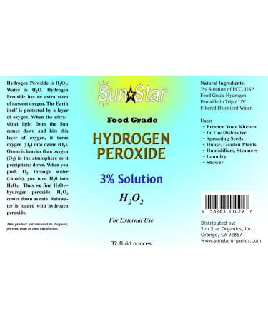 Hydrogen Peroxide 3% Solution 32oz (Food Grade) - Buy Online | The Raw Food World - Fast International Shipping - Buy Online on GoSupps.com
