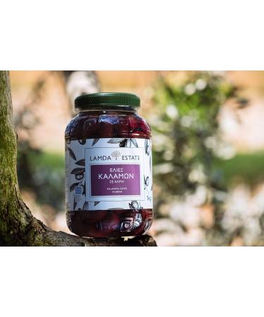 Buy Lamda Estate Kalamata Olives 1 KG - Natural Stone-Ripened Jumbo Greek Black Olives Pickled in Brine - International Shipping Available - Buy Online on GoSupps.com