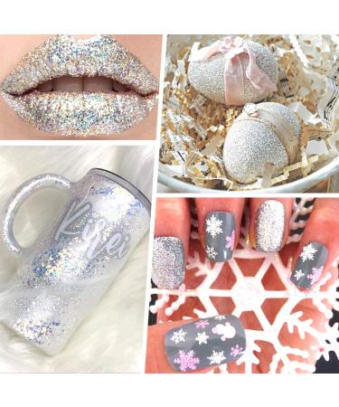 Rainbow White Glitter Powder 150g for Resin, Slime, Craft, Nail Art, Festival & Cosmetic Use - Buy Online on GoSupps.com