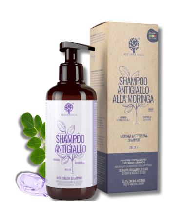 Organic Anti-Yellowing Shampoo | New 3X more effective formula | Toning for blonde, bleached or white hair - Natural 99.5% without SLS or ASL - With Moringa, Mallow and Chamomile - 250 ml