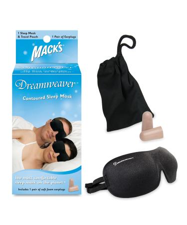 Mack's Dreamweaver Contoured Sleep Mask - Comfortable Adjustable Dual Strap Eye Mask with Ultra Soft Foam Earplugs