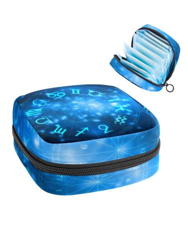 GIAPB Period Bag Sanitary Napkin Storage Bag Period Pouch Travel Makeup Bag Blue Zodiac Background Color2133